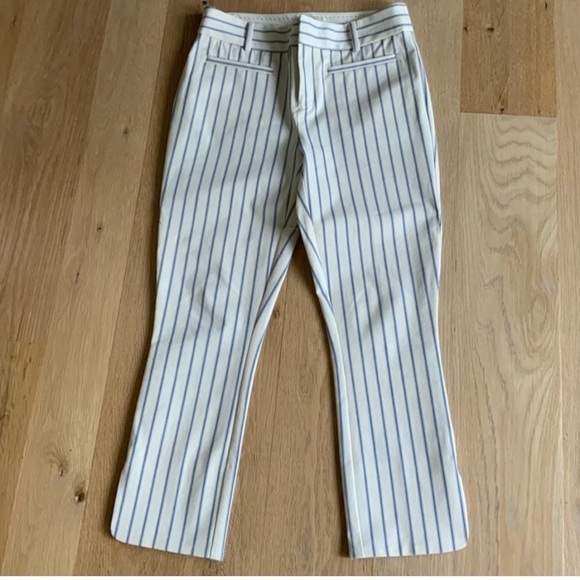 ANTHROPOLOGIE The Essential Slim Striped Cropped Pants Stretch
Cream/Blue Size 8 - Picture 7 of 10
